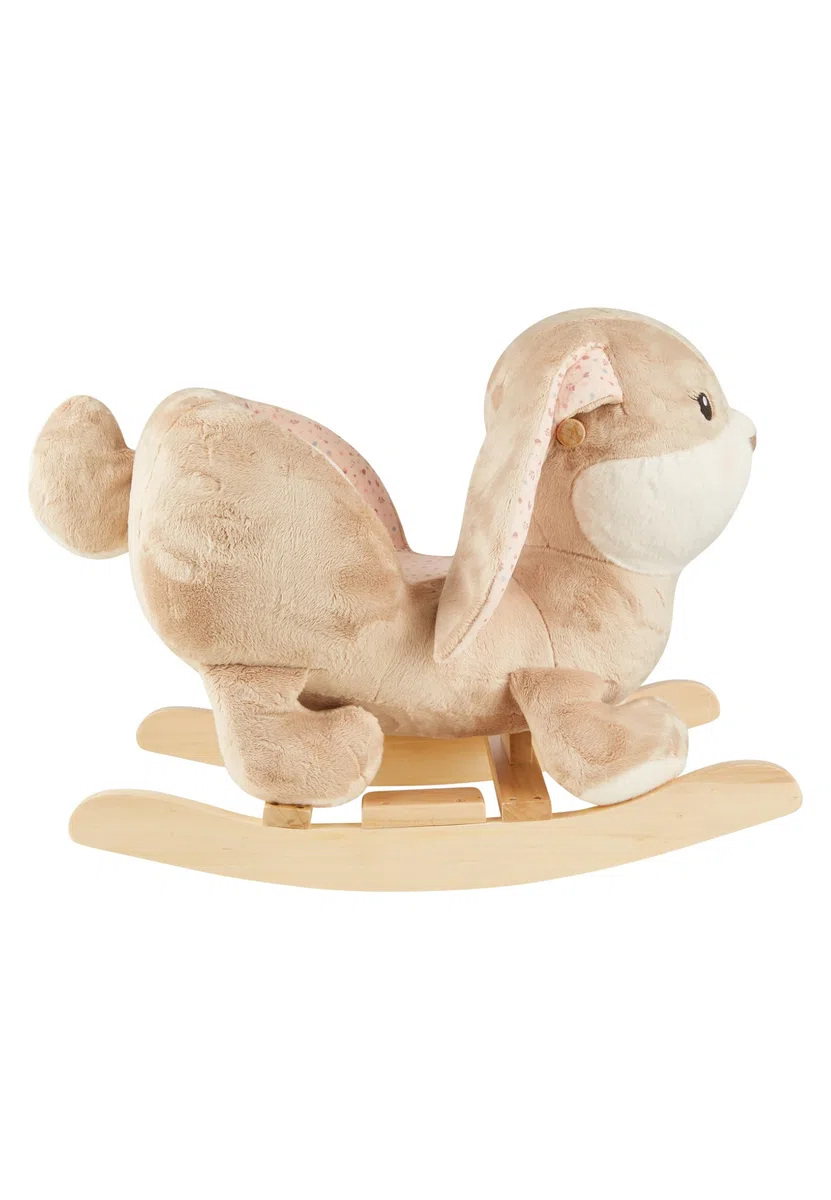 Sterntaler Schaukeltier Hase Hanni - Schaukelpferd aus Flausch & Holz - weiche Sitzfläche - Spielzeug Wippe für Kleinkind - Mädchen - Indoor Geschenk-Idee, Hellbraun