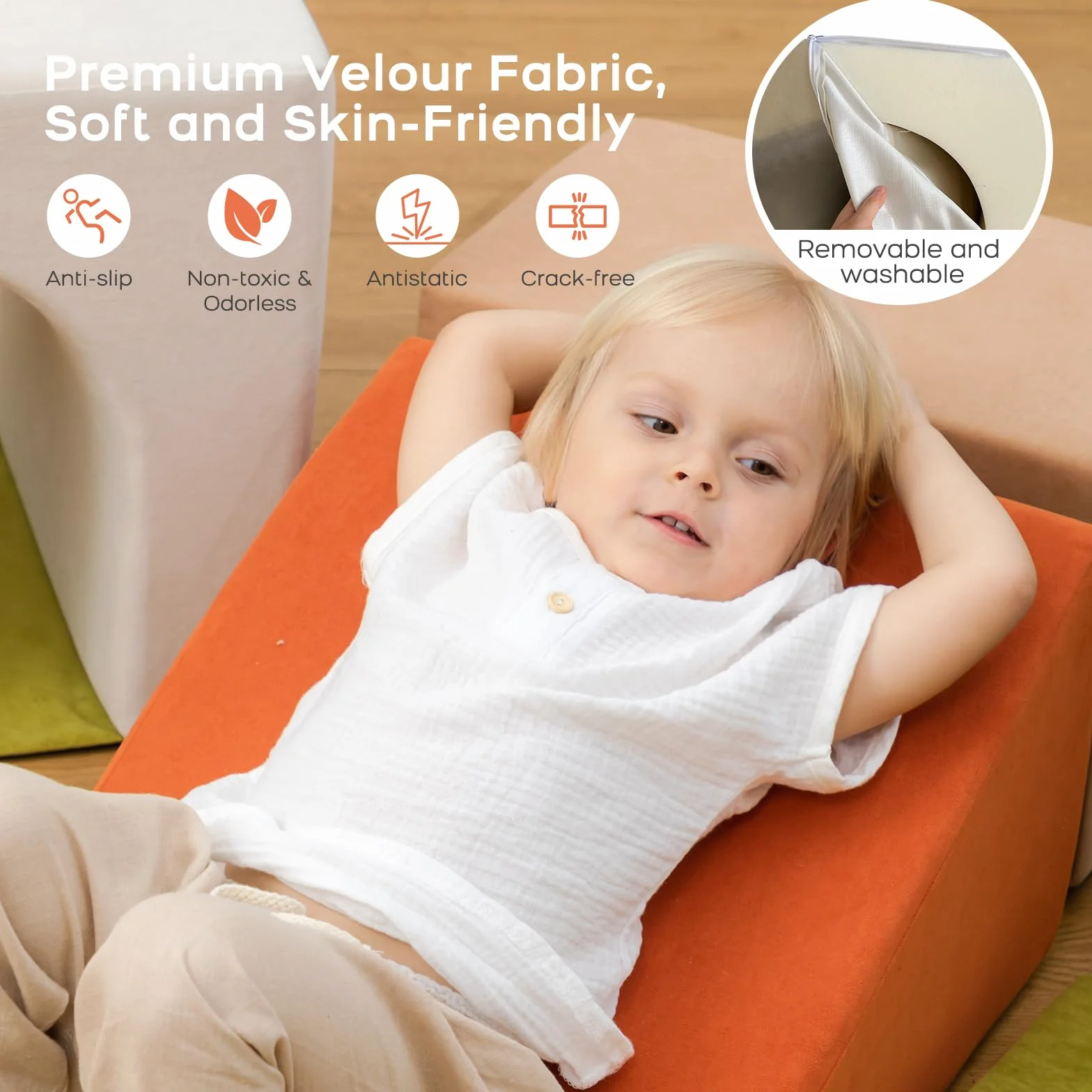 BanaSuper Schaumstoff-Kletterblöcke für Kinder, Schaumstoff Bausteine XXL, EN71-zertifiziert & rutschfest, Kinder Montessori Spielzeug, Waschbare Hülle für Indoor-Spaß, Baby Soft Playset(Bunt)