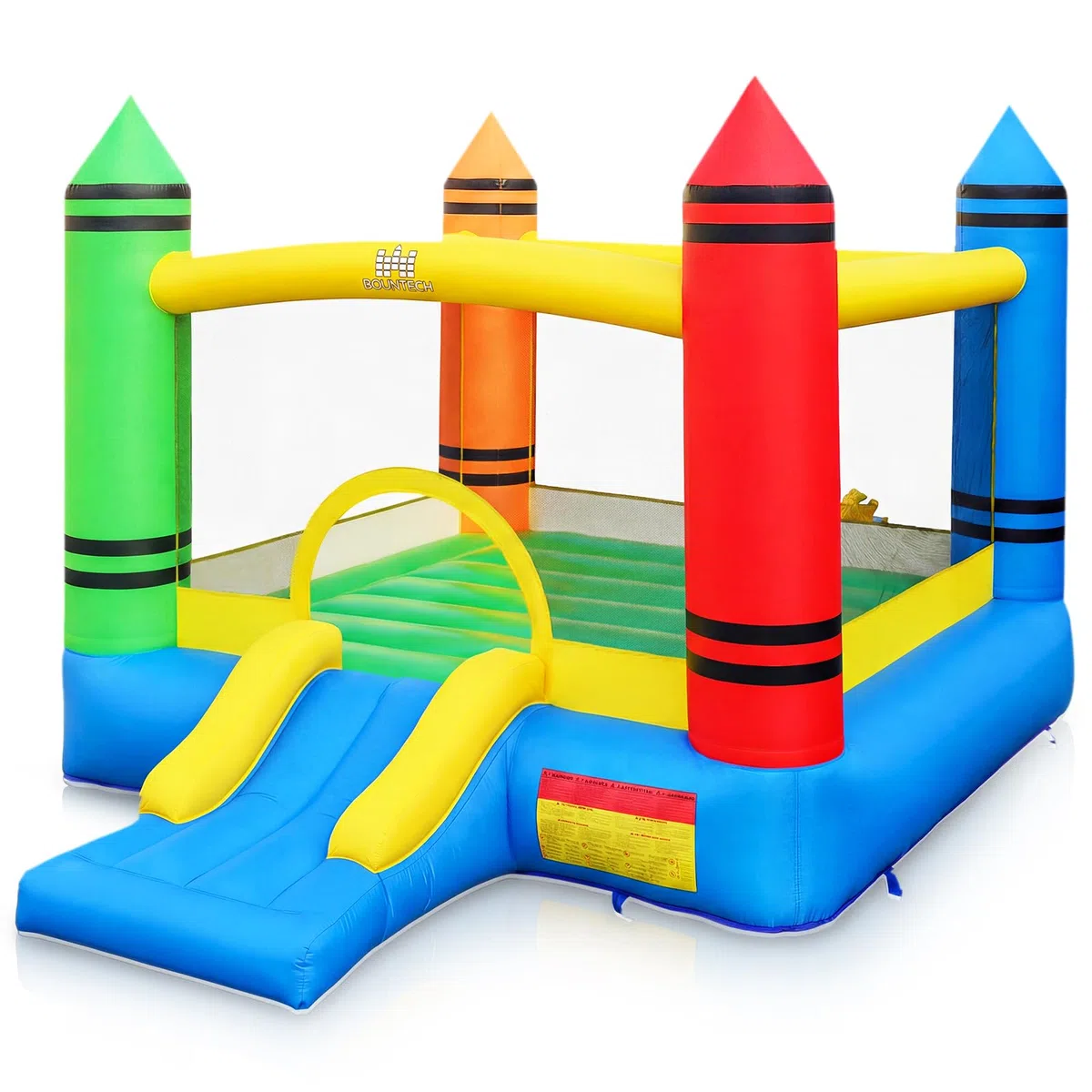 COSTWAY Hüpfburg mit Rutsche, großer Sprungbereich, Bouncy Castle für Kinder, Innen- und Außenbereich, 346 x 259 x 220 cm