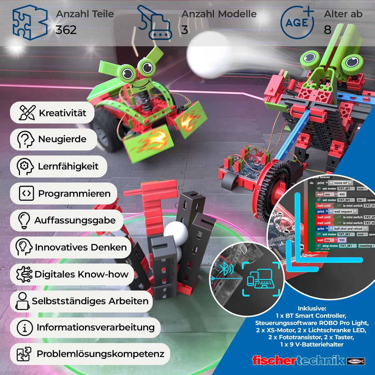 fischertechnik 569021 Smart Robots Pro – Roboter-Bausatz, programmierbare Roboter für Kinder, 12 Modelle, ab 8 Jahren