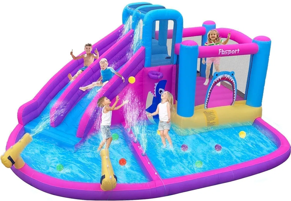 FBSPORT hüpfburg Outdoor mit gebläse hüpfburgen Kinder aufblasbare hüpfburg draußen XXL Outdoor für Erwachsene groß hüpfburg mit rutsche geeignet für Kinder