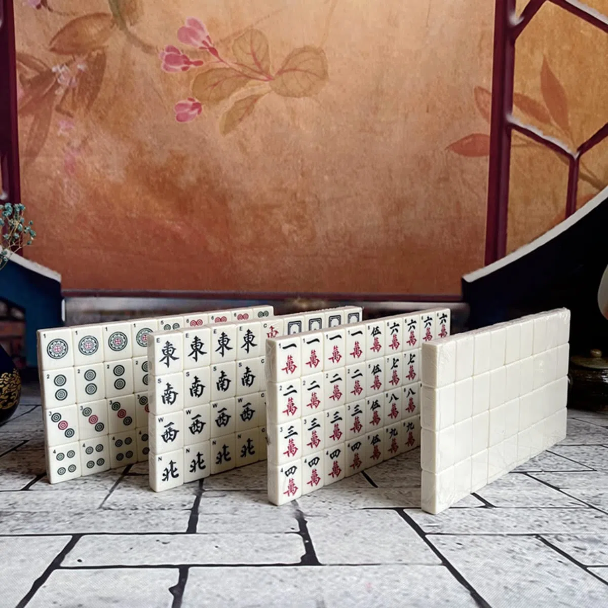 Mahjong-Set, tragbares chinesisches Mahjong, traditionelles chinesisches Mahjong-Spielset für zu Hause oder unterwegs Familienspiel Sammeln von Freunden Brettspielen für Erwachsene ab 16 Jahren