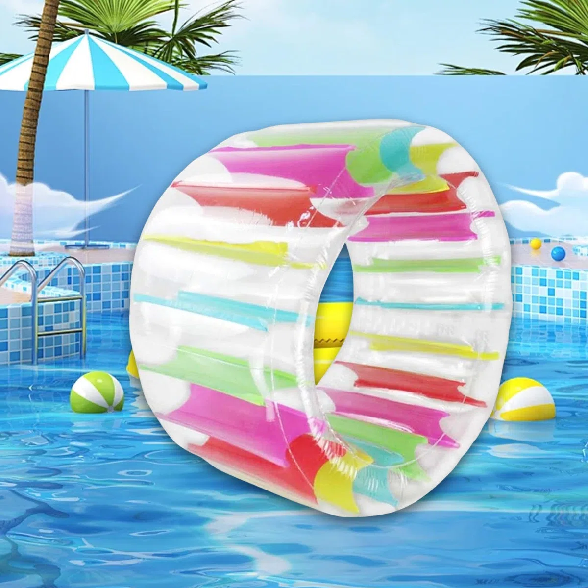 Aufblasbares Rollrad, Buntes Wasserrollspielzeug, 160cm
