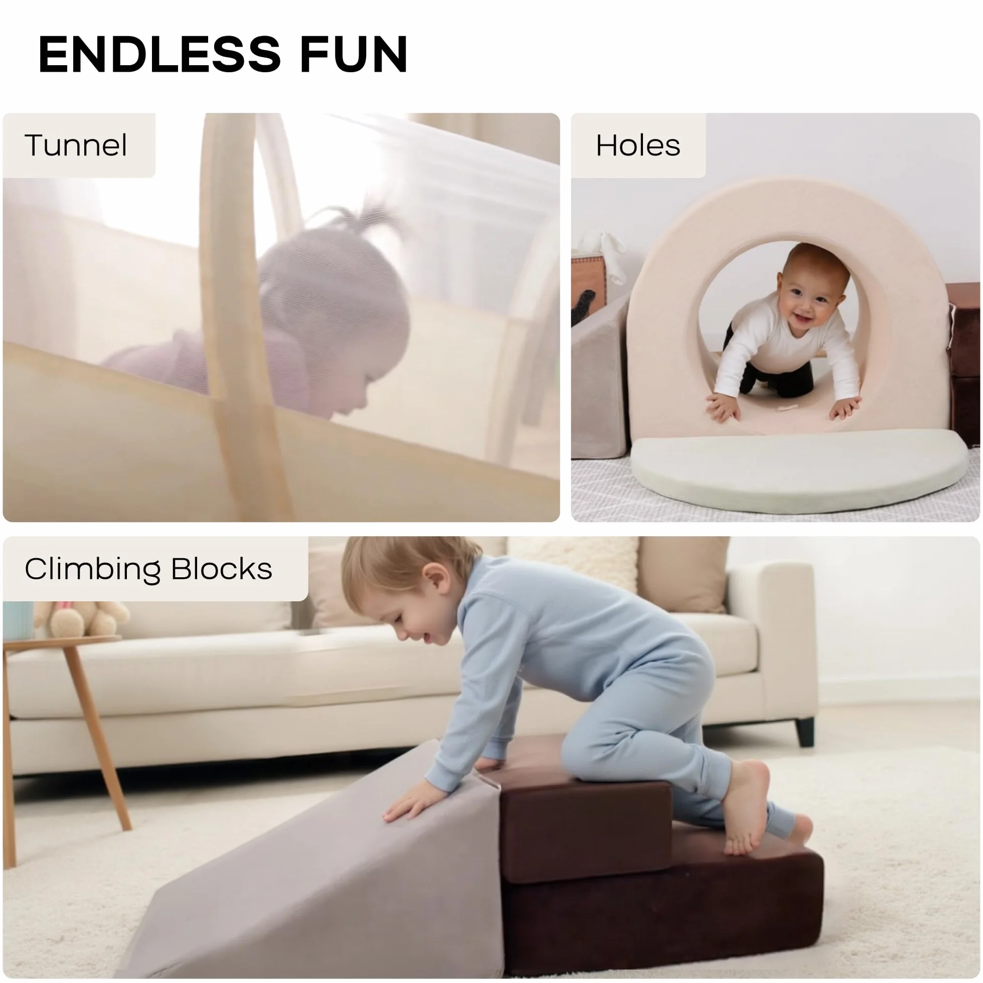 BanaSuper Schaumstoff Bausteine & Spieltunnel Set | XXL Kletterblöcke und Krabbeltunnel für Kinder | Sicherer Indoor Spielspaß für Baby und Kleinkind | EN71-zertifiziert Motorikspielzeug für Zuhause