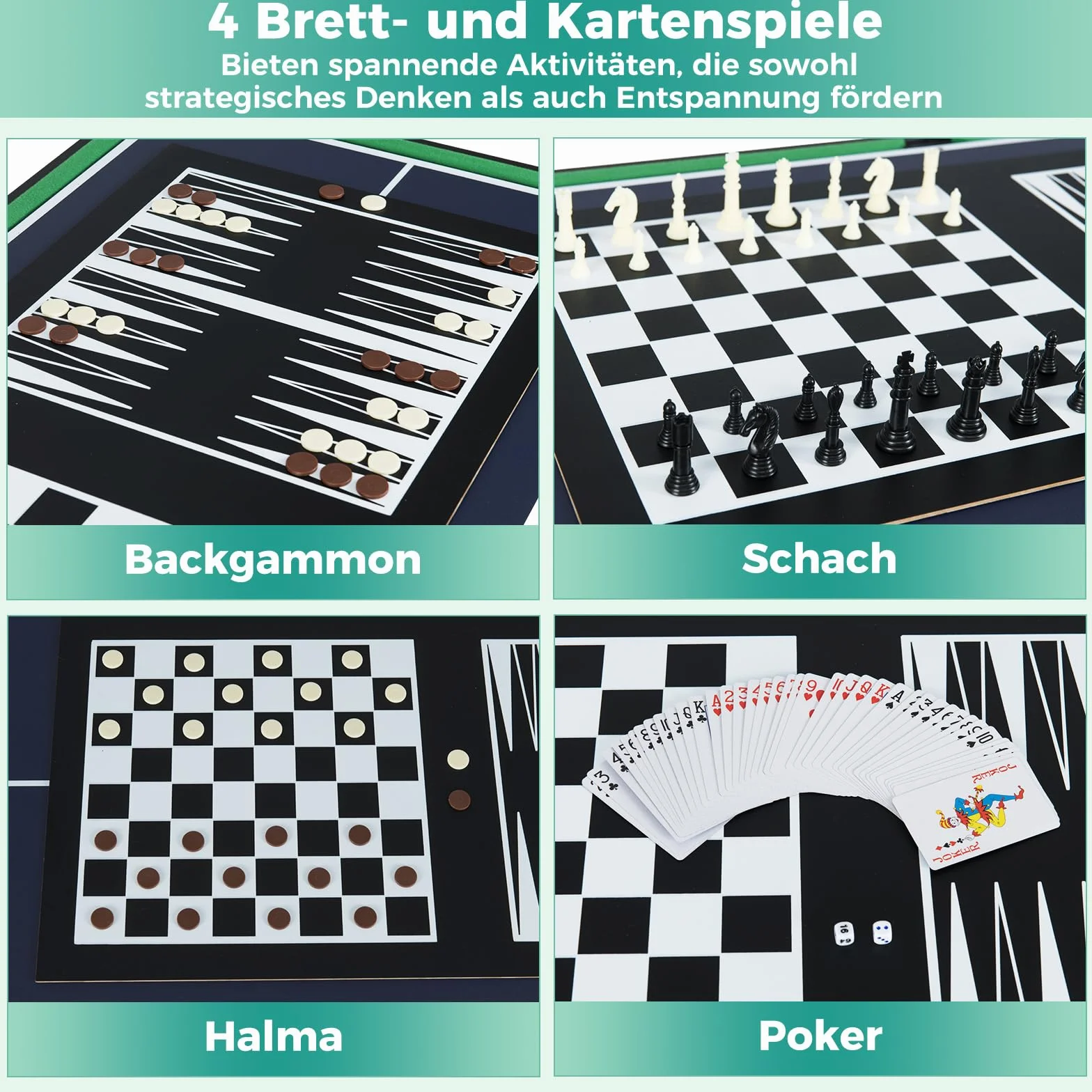 COSTWAY 10 in 1 Multi Spieltisch, Multifunktionstisch mit Tischfußball, Hockey, Billard, Shuffleboard, Bowling & 4 Brettspiele, Kombi-Tisch aus Holz Spielzimmer, Tischkicker für Kinder, Erwachsene