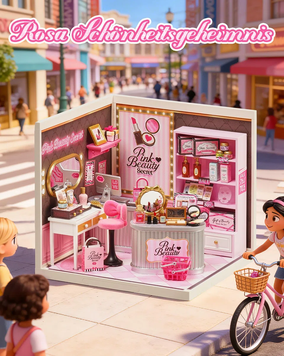 Rolife Super Creator DIY Miniature House Miniatur Haus Bausatz Selber Bauen Deko für Schreibtisch Bücherregal Modellbausatz Diorama Modellbau Bastelset (Pink Beauty Secret)