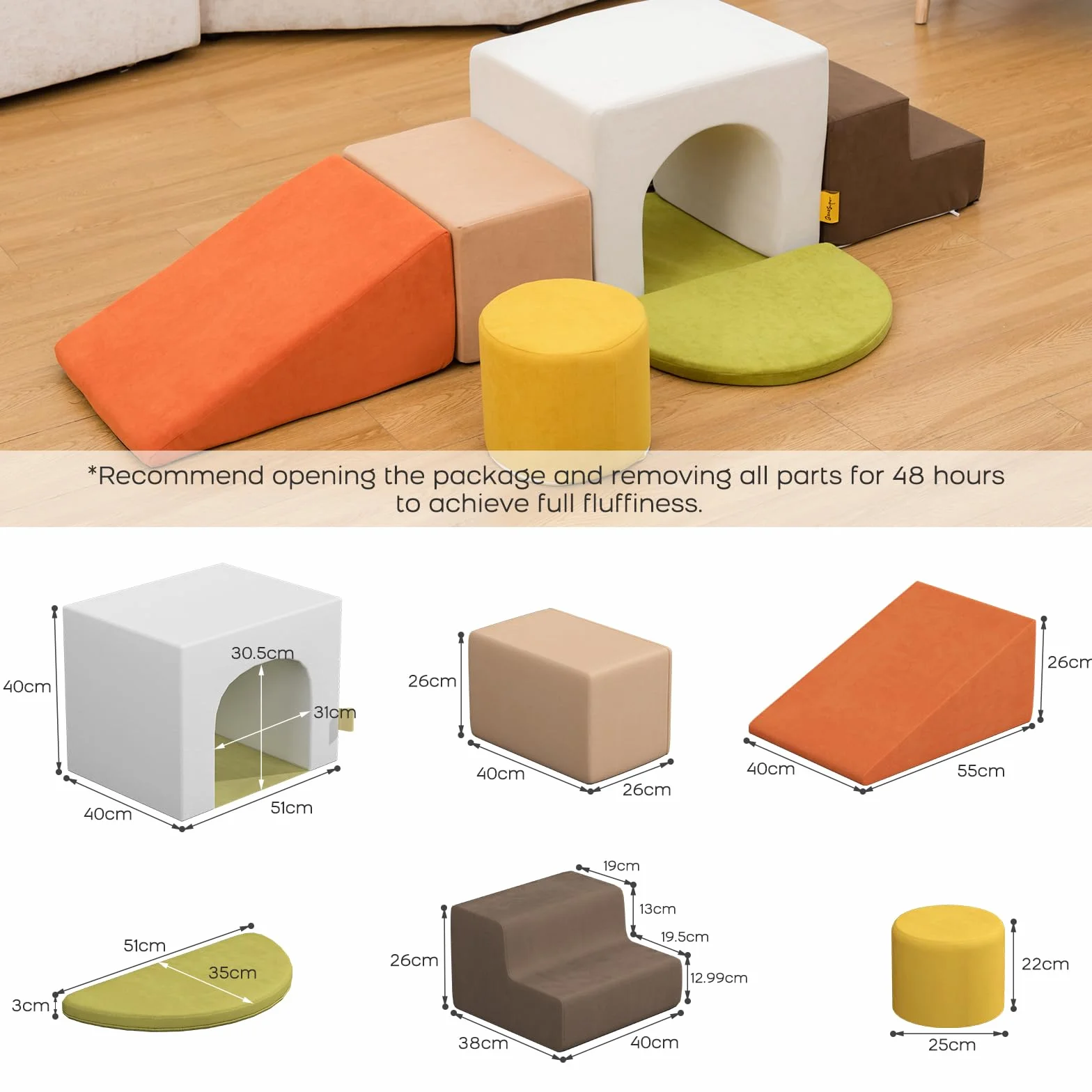BanaSuper Schaumstoff-Kletterblöcke für Kinder, Schaumstoff Bausteine XXL, EN71-zertifiziert & rutschfest, Kinder Montessori Spielzeug, Waschbare Hülle für Indoor-Spaß, Baby Soft Playset(Bunt)