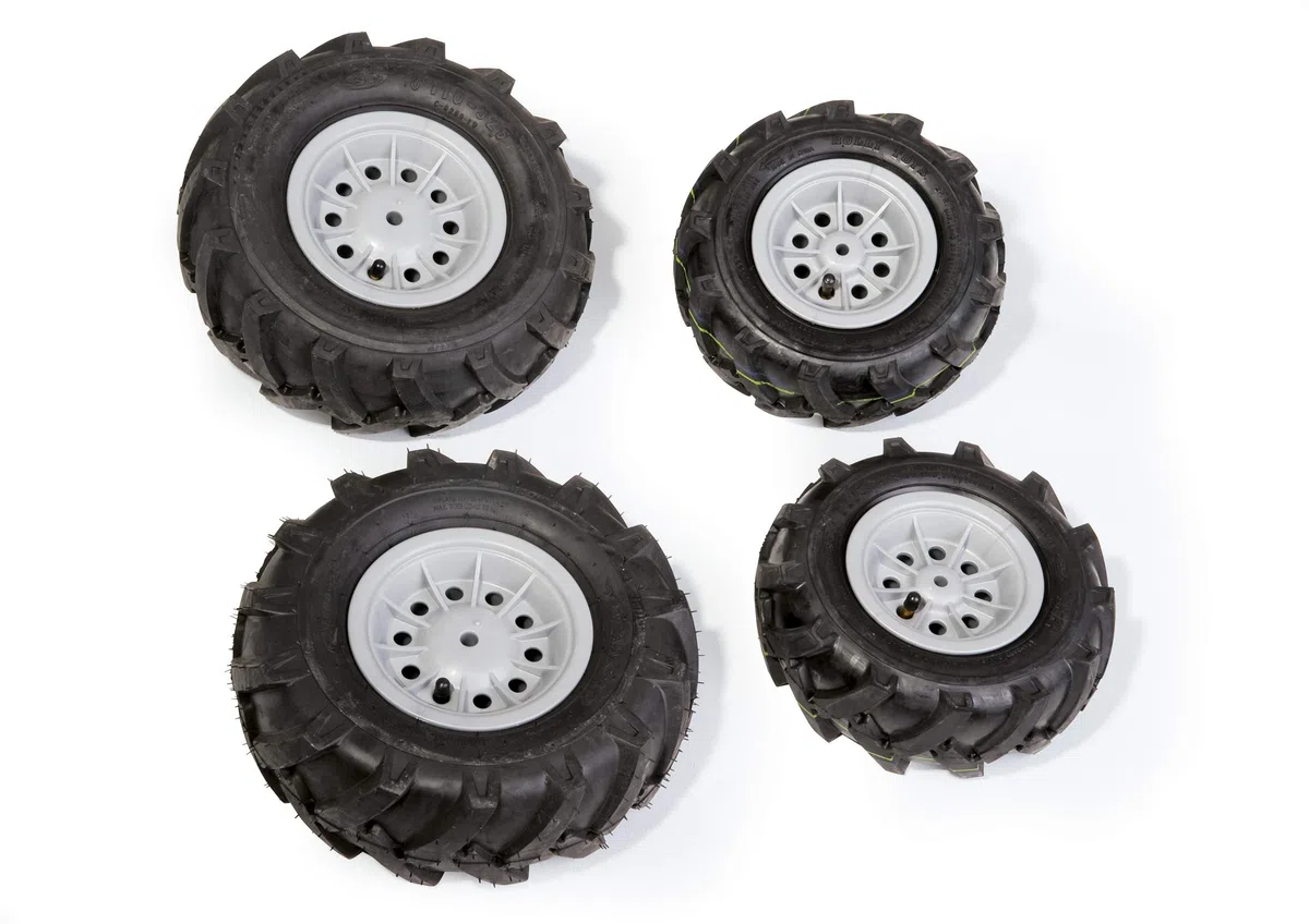 Rolly Toys 40 984 6 rollyTrac Air Tyres Luftbereifung (für RollyToys Fahrzeuge, Felge silber, Größen: 2x 325x110 / 2x 260x95) 409846