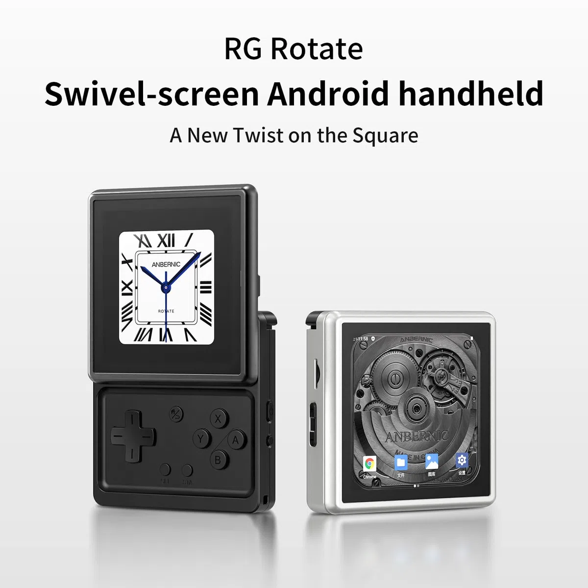 RG Rotate Retro Handheld Game Console, 3,5-Zoll-Schwenkdisplay Android-Portabel Player, Unisoc T618-Chip 3GB+32GB, 2000 mAh-Batterie, Aluminiumlegierung + Kunststoff