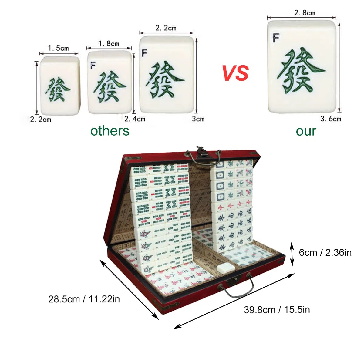 Mahjong-Set, tragbares chinesisches Mahjong, traditionelles chinesisches Mahjong-Spielset für zu Hause oder unterwegs Familienspiel Sammeln von Freunden Brettspielen für Erwachsene ab 16 Jahren