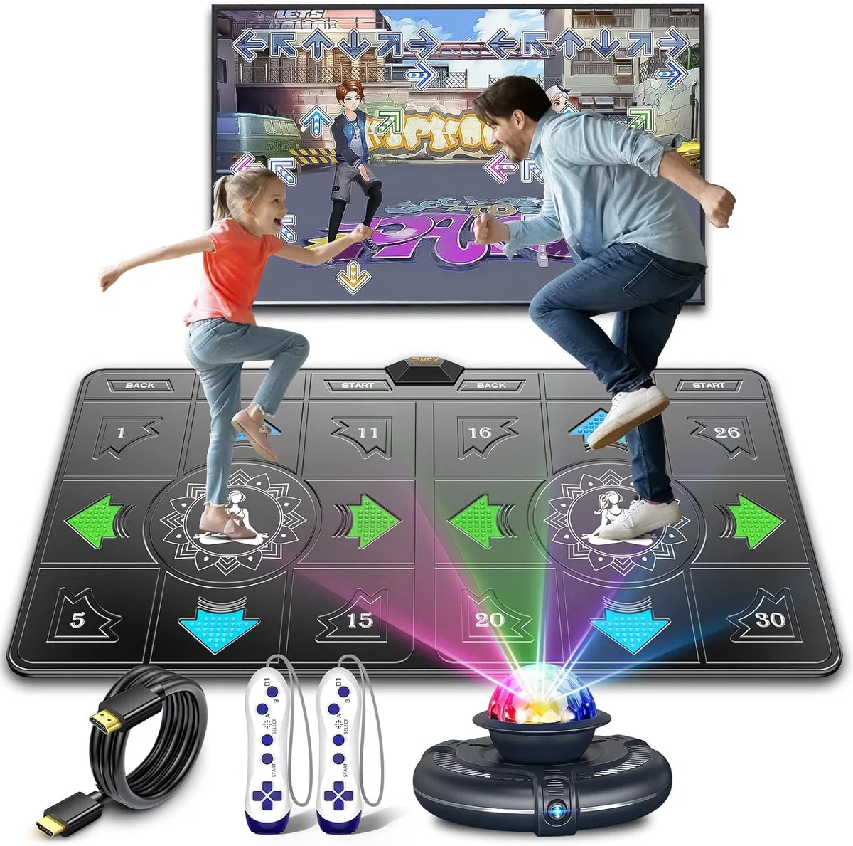 FWFX Elektronische Tanzmatten für TV – Kabellose Musik-Tanzpad-Spiel für Kinder und Erwachsene, Familientanzspiele Weihnachten Geburtstags Geschenke für Jungen & Mädchen…