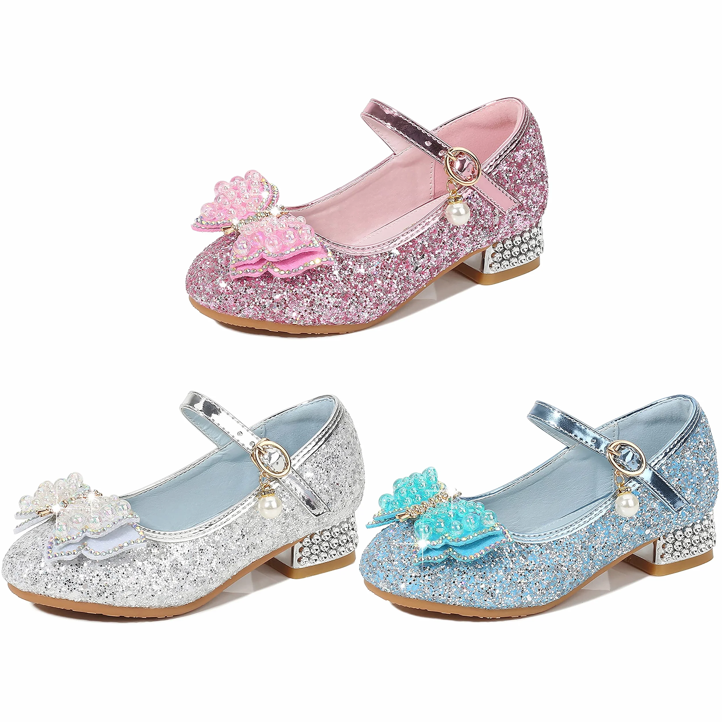 Mädchen Prinzessin Schuhe Kinder Sandalen Glitzer Schuhe Hoher Absatz Partei Glitzer Kristall Heels für Kinder Karneval Verkleidung Party Aufführung Fasching Tanzball