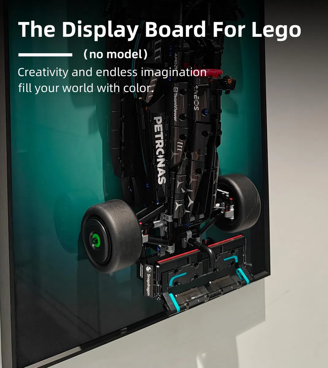 icuanuty Wandanzeigetafel für Lego Technic Mercedes AMG F1 W14 E 42171 Performance Car, Erwachsene Dekorative Gemälde, Display Wandtafel für Lego-Modellauto, Geschenke für Lego Mercedes F1, 75x45 cm