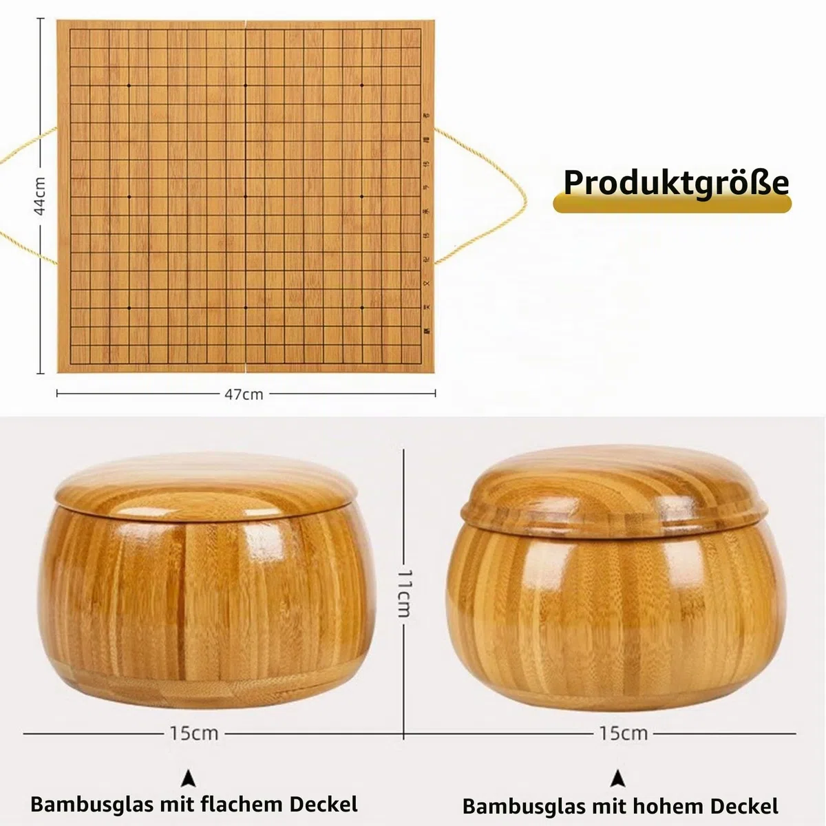 Premium Bamboo Go Set mit 361 Bakelit-Steinen und Schalen, wendbares wasserdichtes Design für Anfänger und zwei Spieler Gameplay (b,e)