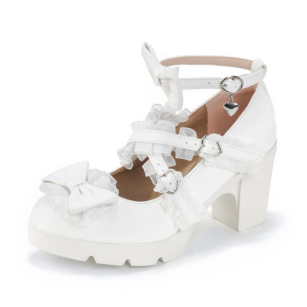 PPXID Damen Pumps Blockabsatz Schuhe Lolita Gothic Mary Jane mit Knöchelriemen für Cosplay & Festivals