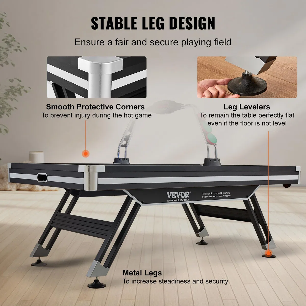 VEVOR luftbetriebener Hockeytisch, Indoor-Hockeytisch für Kinder und Erwachsene, LED-Sporthockeyspiel mit 2 Pucks, 2 Schiebern und elektronischem Punktesystem, Arcade-Gaming-Set für Spielzimmer