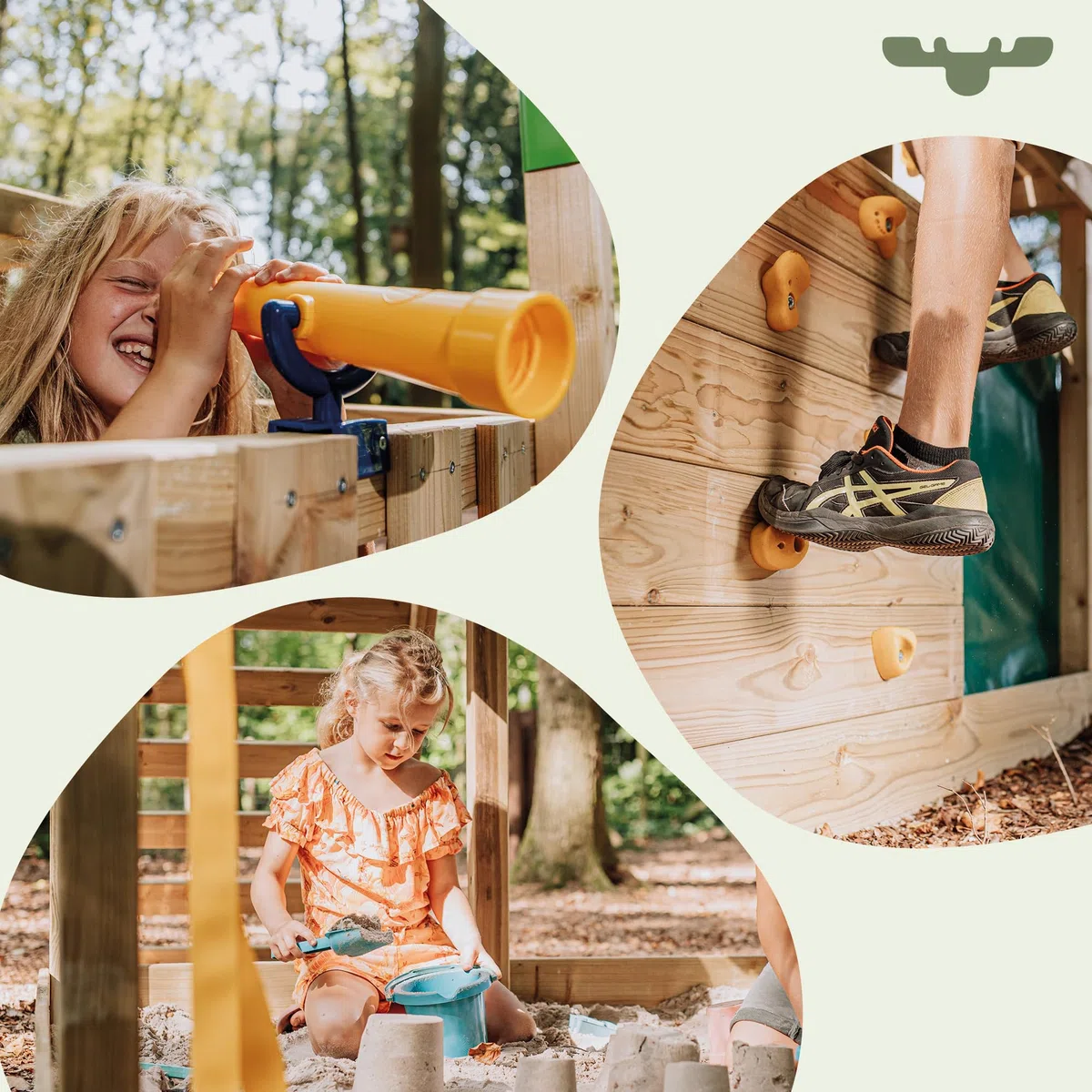 FATMOOSE Spielturm Klettergerüst ActionArena Air mit apfelgrüner Rutsche, Outdoor Kinder Kletterturm mit Leiter, Basketballkorb & Spiel-Zubehör für den Garten