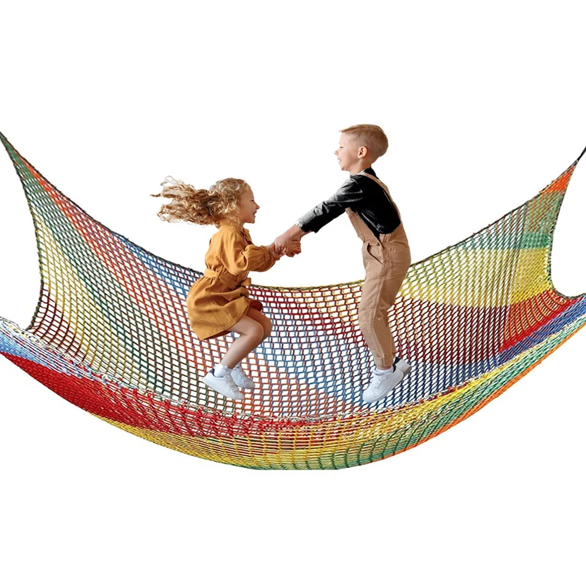 Kletternetz Spielplatz Doppelschicht Schutznetz Kinder Spielplatz Sicherheitsnetz Klettergerüst Netz Schaukel Garten Spielplatznetz Baumhaus Netz, Mehrfarbig(2x3 m)