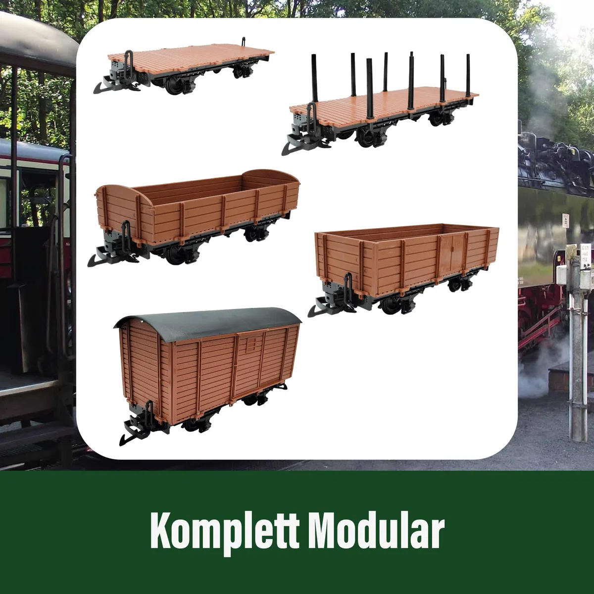 Gedeckter Güterwagen braun - Selbstbauwagen/Bausatzwagen - Gartenbahn Spur G