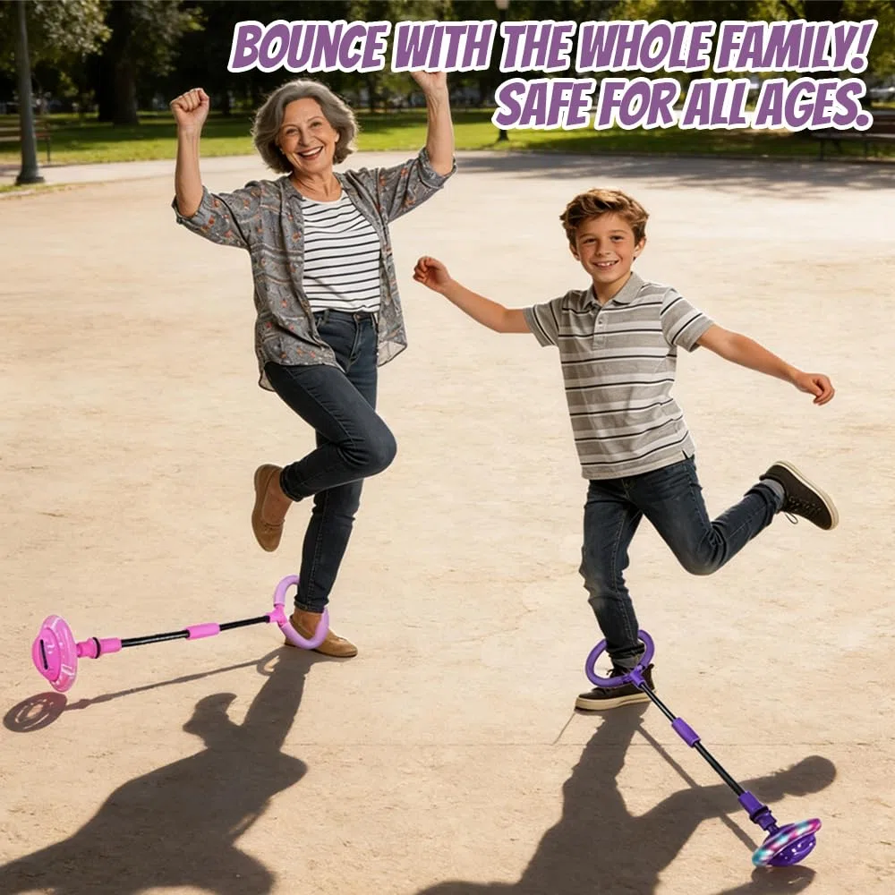 Anyingkai Blinkender Springring Fußkreisel mit Zähler, Swing Wheel mit Lichtrad, Blinkender Sprungball,Faltbarer Ankle Skip Ball,Jumping Ball and Skipping Rope,Sport Sprung (Lila-B)