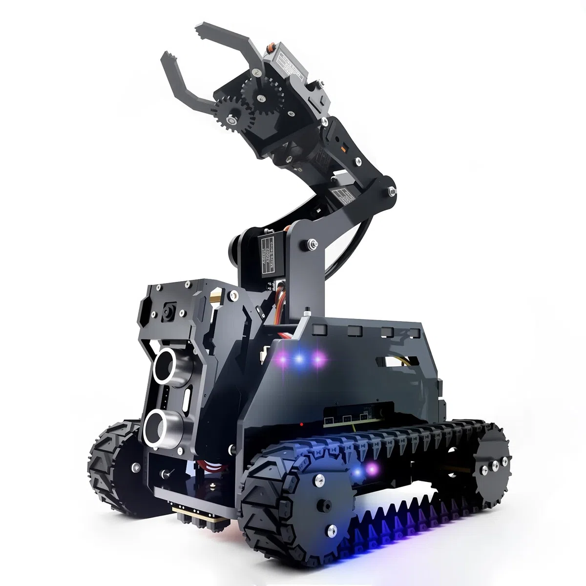 Adeept RaspTank Smart Robot Car Kit for Raspberry Pi 5/4/3B/3B+(Board Not Included),Tank Tracked Robot with 4-DOF Robotic Arm,Obstacle Avoidance,Line Tracking,USB-C Charging,with Digital Tutorials