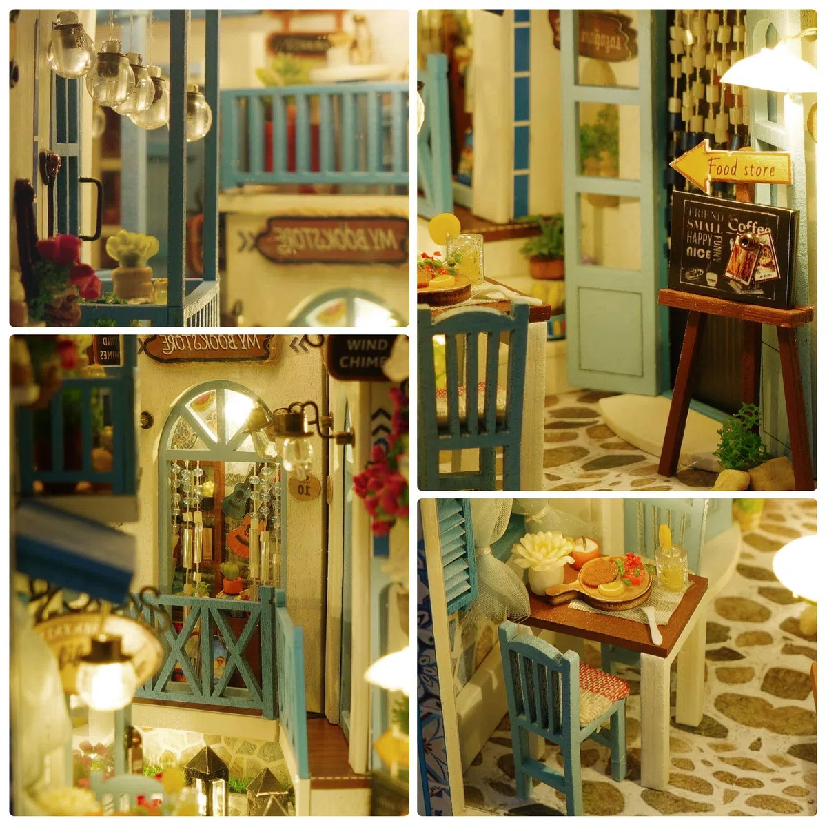 Cuteefun DIY Book Nook Kit, DIY Miniatur Puppenhaus, Bücherende Regaleinsatz, Hölzernes Book Nook Puppenhaus Kit für Erwachsene zu Bauen, Machen Sie Ihr Eigenes Handwerk Haus Modell (Meeresbrise)