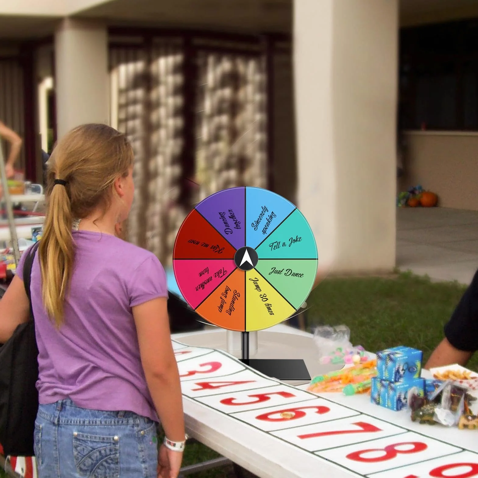 Generisch Glücksrad Zum Drehen,8/12/15-Slots-Fortune-Spinner Mit Stand, Rutschroulette Wheel of Fortune Game Mit Stand Und ElaSable Acryl Board, Für Die Messe, Karneval, Carnival