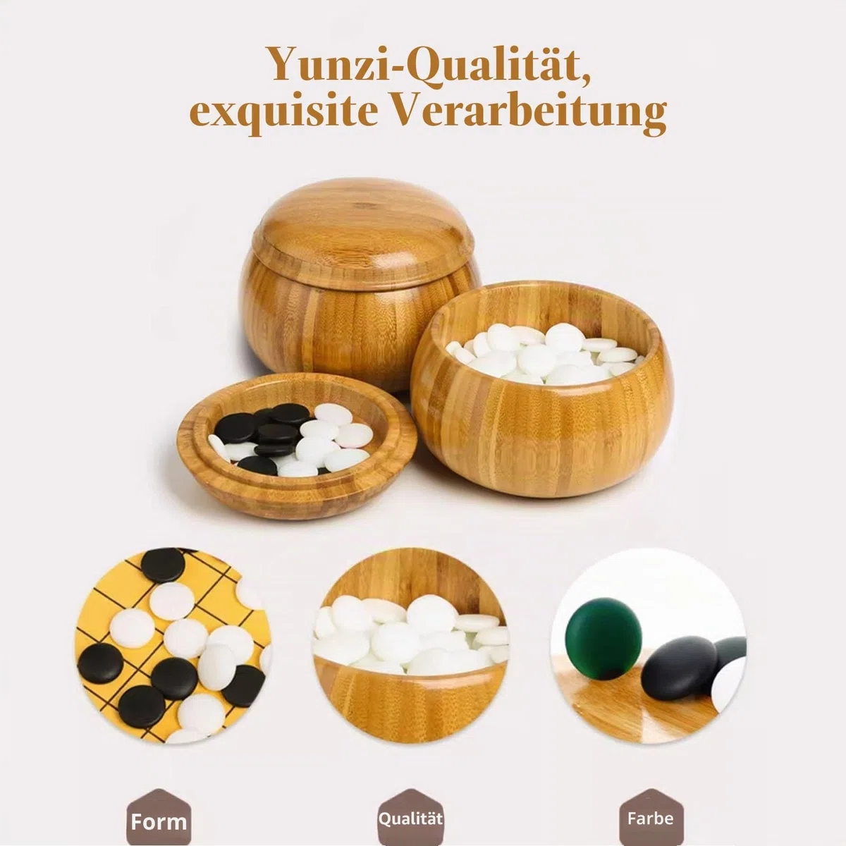 Premium Bamboo Go Set mit 361 Bakelit-Steinen und Schalen, wendbares wasserdichtes Design für Anfänger und zwei Spieler Gameplay (b,e)