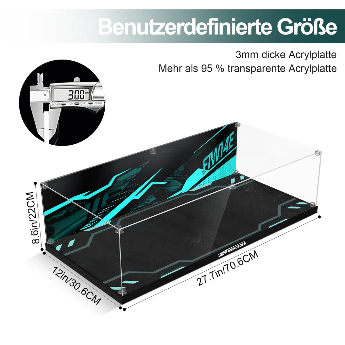 Acryl-Display-Vitrine für Lego 42171 Technic Mercedes-AMG F1 W14, verdickte Acryl-Display-Box mit klarem Hintergrund, staubdichte Display-Vitrine Kompatibel mit Lego 42171 (nur Box, Keine Modelle)