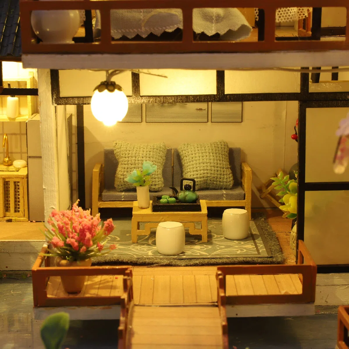 Cuteefun DIY Miniatur Puppenhaus Kit zum BAU Miniatur Haus mit Musik Möbeln und Werkzeugen Selber Bauen Kreative Bastelgeschenkidee (Orientalische Villa)