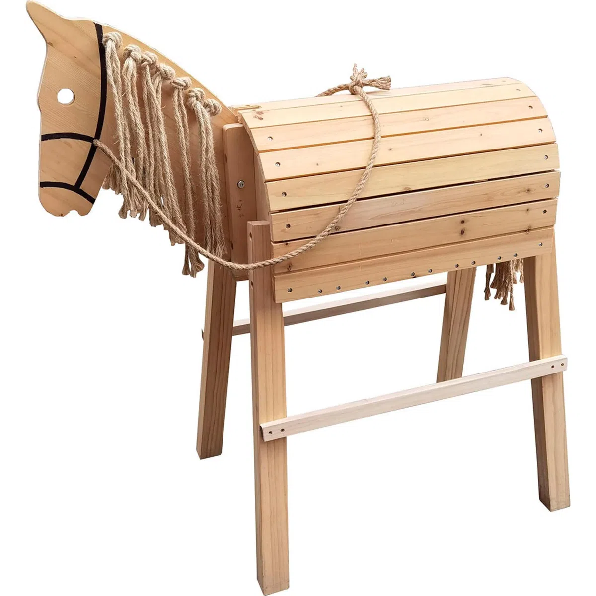 ToyToyToy Holzpferd Spielzeug Pferd Stehpferd aus Holz mit Zügel in and Out 103 cm