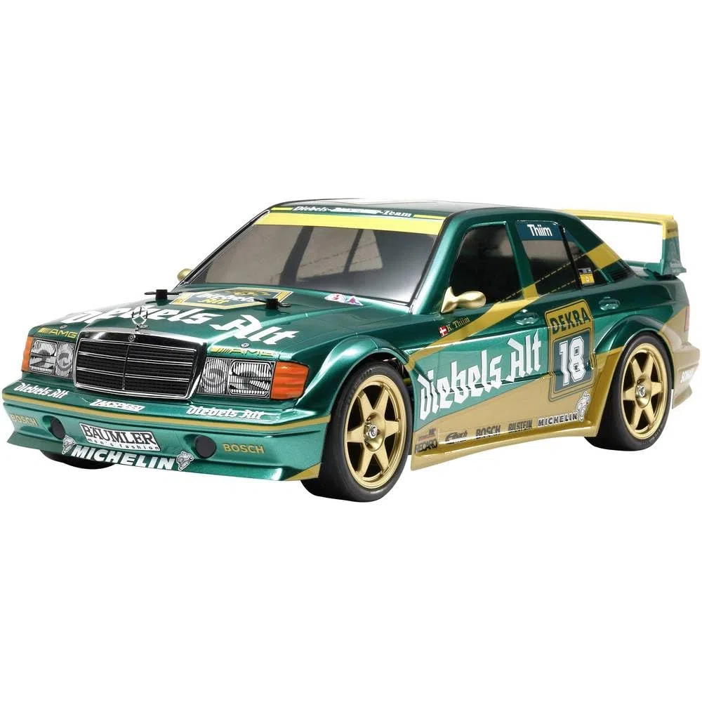 TAMIYA 58638 -"1:10 RC MB 190E Dieb.Alt Zakspeed TT-01E Fahrzeug Grün-goldene