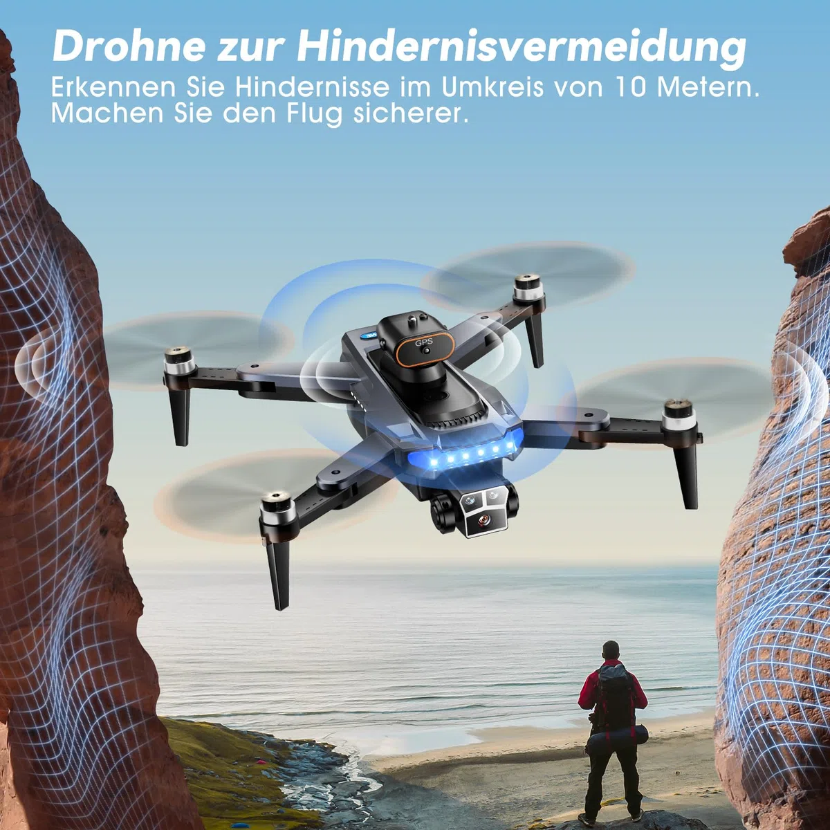P17 GPS Drohne mit Kamera 4K für Erwachsene, bürstenloser Motor, 54 Min Flugzeit mit 3 Akkus, unter 249g C0, 5G Übertragung, Follow Me, Infrarot-Hindernisvermeidung, faltbar (Schwarz)