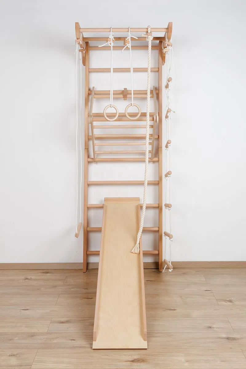 Sprossenwand, Klettergerüst Kinder-5-220, Indoor Holz Sportgerät, Kletterwand, Turnwand, Gym