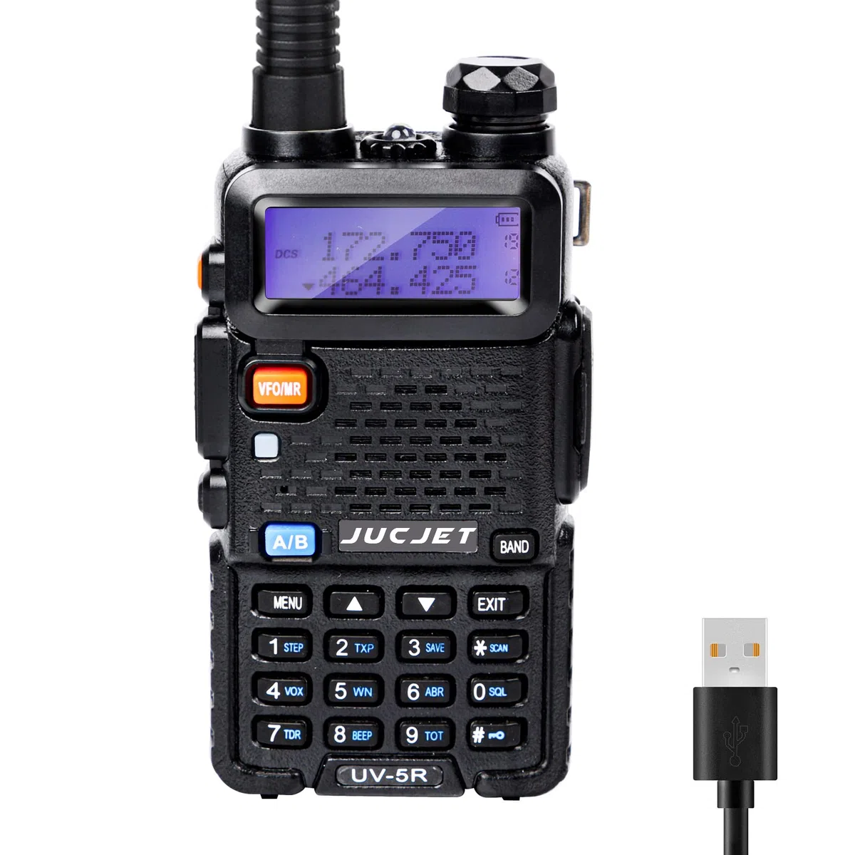 5R M Amateurfunk-Handgerät, verbessertes Funkgerät der 5R-Serie, kompatibel mit Einstellungen der UV-5R-Serie, 128 Kanäle, 5W/1W Leistung, VOX, LED-Taschenlampe, USB-Ladestation, 1er-Pack