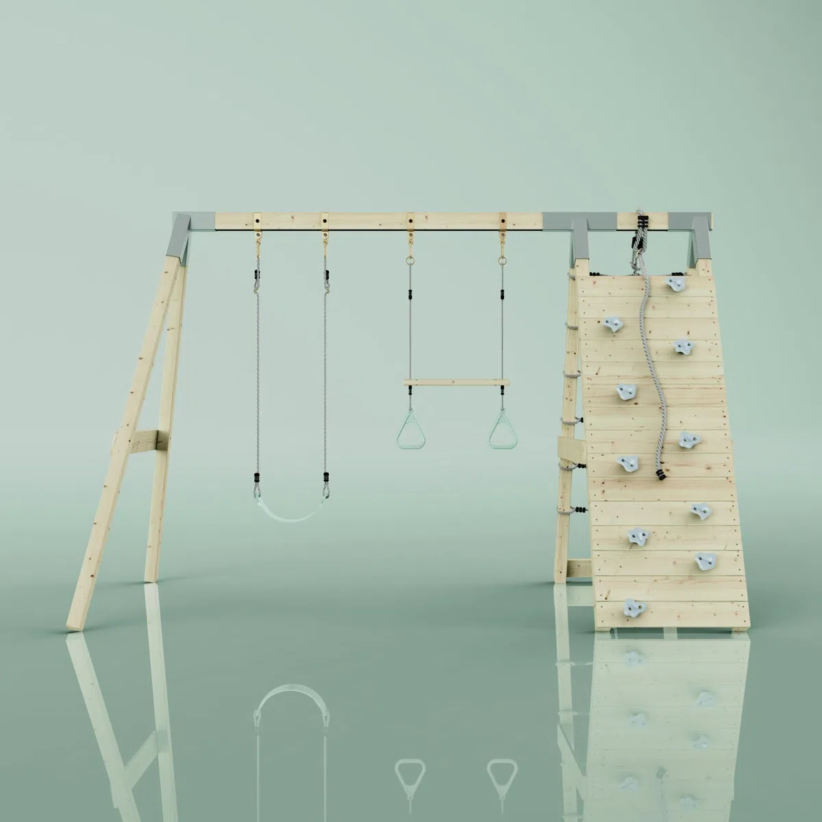 PolarPlay Klettergerüst Waschbär aus Holz in Grün
