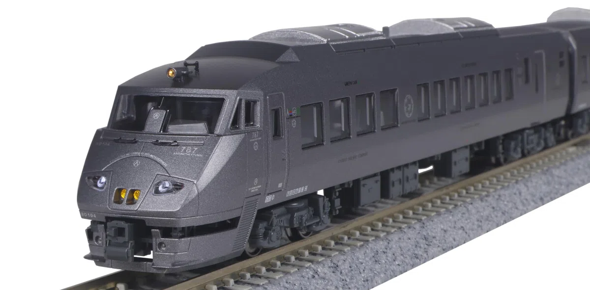 Kato JR 787 Series Around Kyushu 4 Car Add on Set - Metallic Grau - Zug - Tischplatte - Sculpture