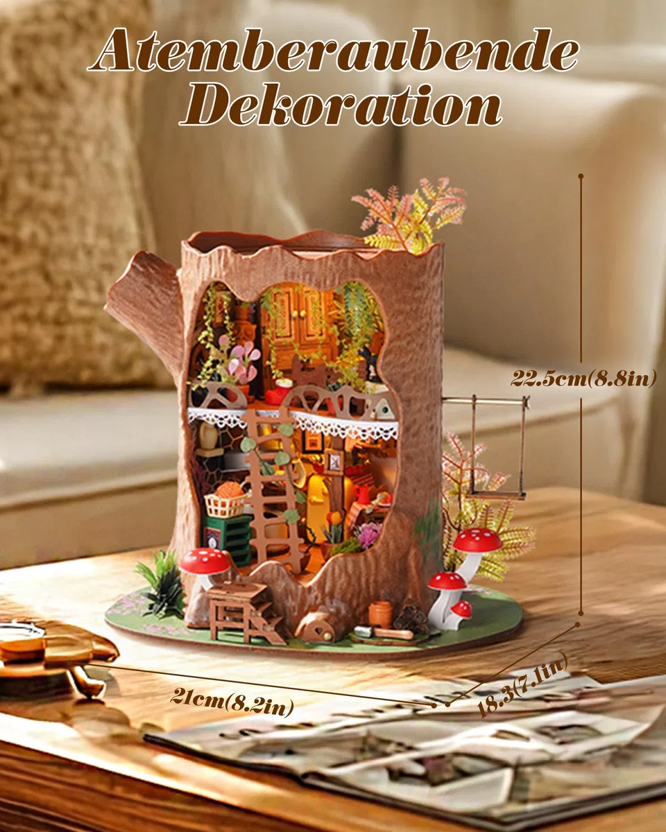 Rolife Miniatur Haus Märchenhaftes Baumhaus, 275-teiliges Mini Haus Selber Bauen Bastelset Erwachsene für Jugendliche Kein Kleber erforderlich, Puppenhaus Tiny House Bausatz 3D Puzzle