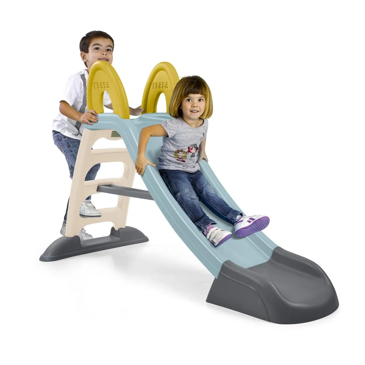 Feber Rutsche mit Wasser, Blau/Gelb/Beige, 161 x 71 x 103 cm, Anti-Rutsch-Stufen, Für Kinder 2-7 Jahre, Max 30 kg