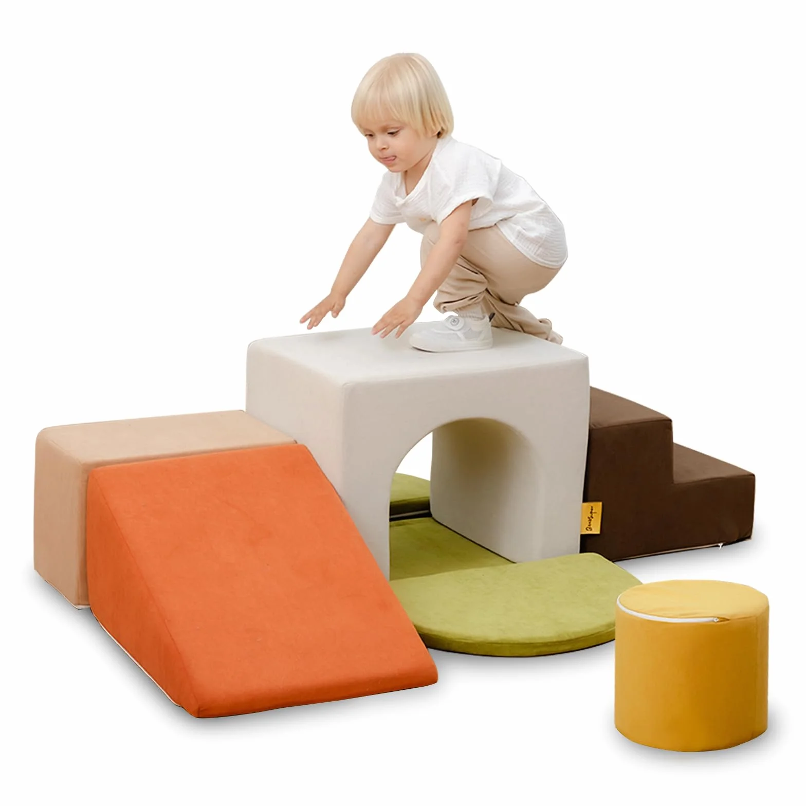 BanaSuper Schaumstoff-Kletterblöcke für Kinder, Schaumstoff Bausteine XXL, EN71-zertifiziert & rutschfest, Kinder Montessori Spielzeug, Waschbare Hülle für Indoor-Spaß, Baby Soft Playset(Bunt)