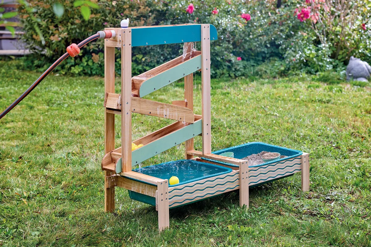 ToyToyToy Wasserbahn 3 teilige Wasserstraße mit 2 Wannen Wasserspieltisch Sandspieltisch