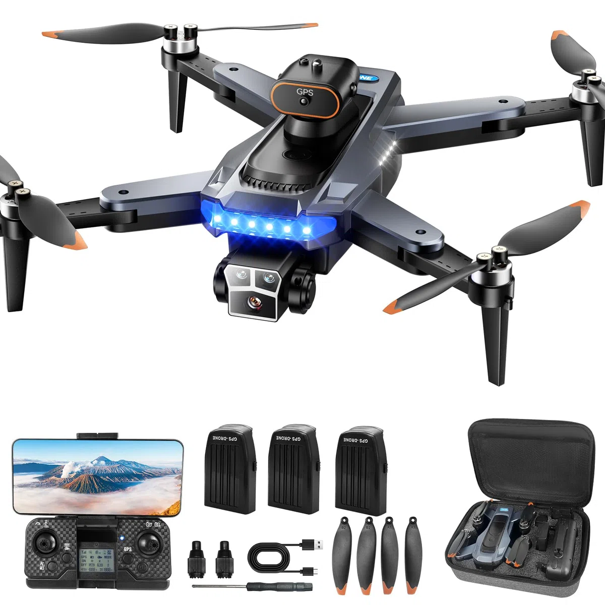 P17 GPS Drohne mit Kamera 4K für Erwachsene, bürstenloser Motor, 54 Min Flugzeit mit 3 Akkus, unter 249g C0, 5G Übertragung, Follow Me, Infrarot-Hindernisvermeidung, faltbar (Schwarz)