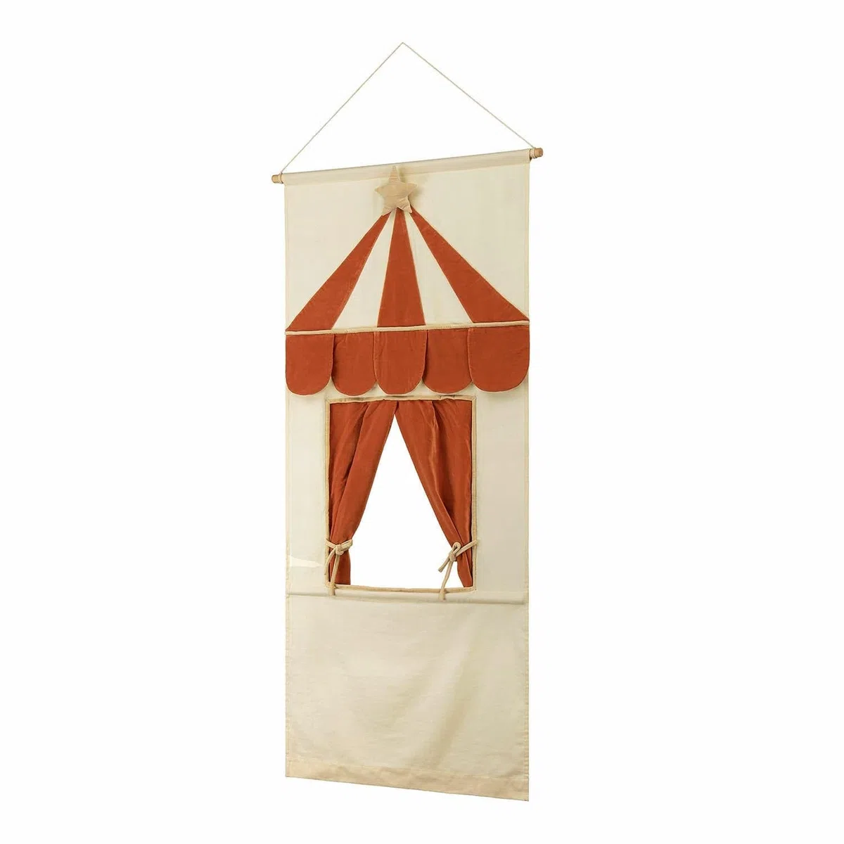 Loberon Puppentheater Papillou, Einfaches Aufhängen, Farbintensives Design, Kreatives Spielen, Kinderzimmer, Baumwolle, Eisen, Kunststoff, rostrot/Creme