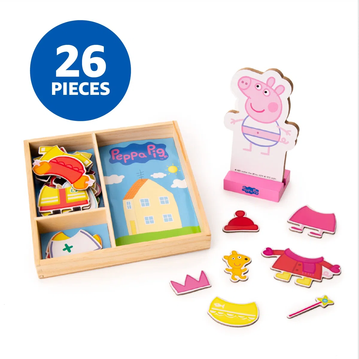 Peppa Pig Magnetic Wooden Dress-UP Set, FSC Wood, Wooden Toys, Preschool Dress UP DOLL