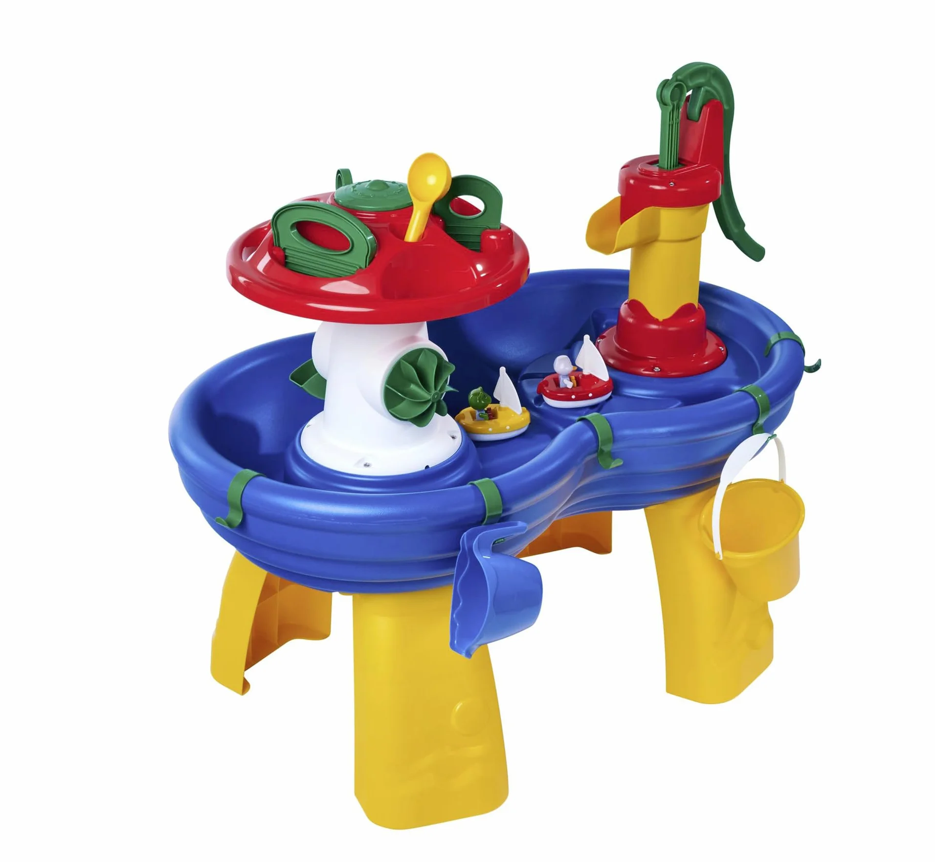 AquaPlay Wassertisch - großes Outdoor-Wasserspiel (100 x 58 x 90 cm) für Kinder ab 3 Jahre, Wasserspielzeug mit Handpumpe, Schlauchanschluss, Spritzfunktion und Zubehör