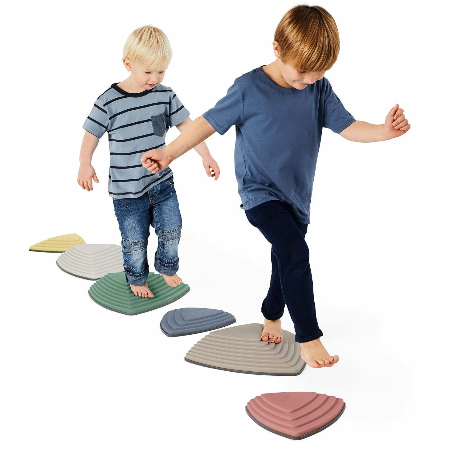 Gonge - NORDIC Flusssteine zur Förderung von Balance, Motorik & Koordination - rutschfeste Balanciersteine für Kinder & Erwachsene - 6-teiliges Stapelsteine Set für Schulen, Kitas & Therapiezentren