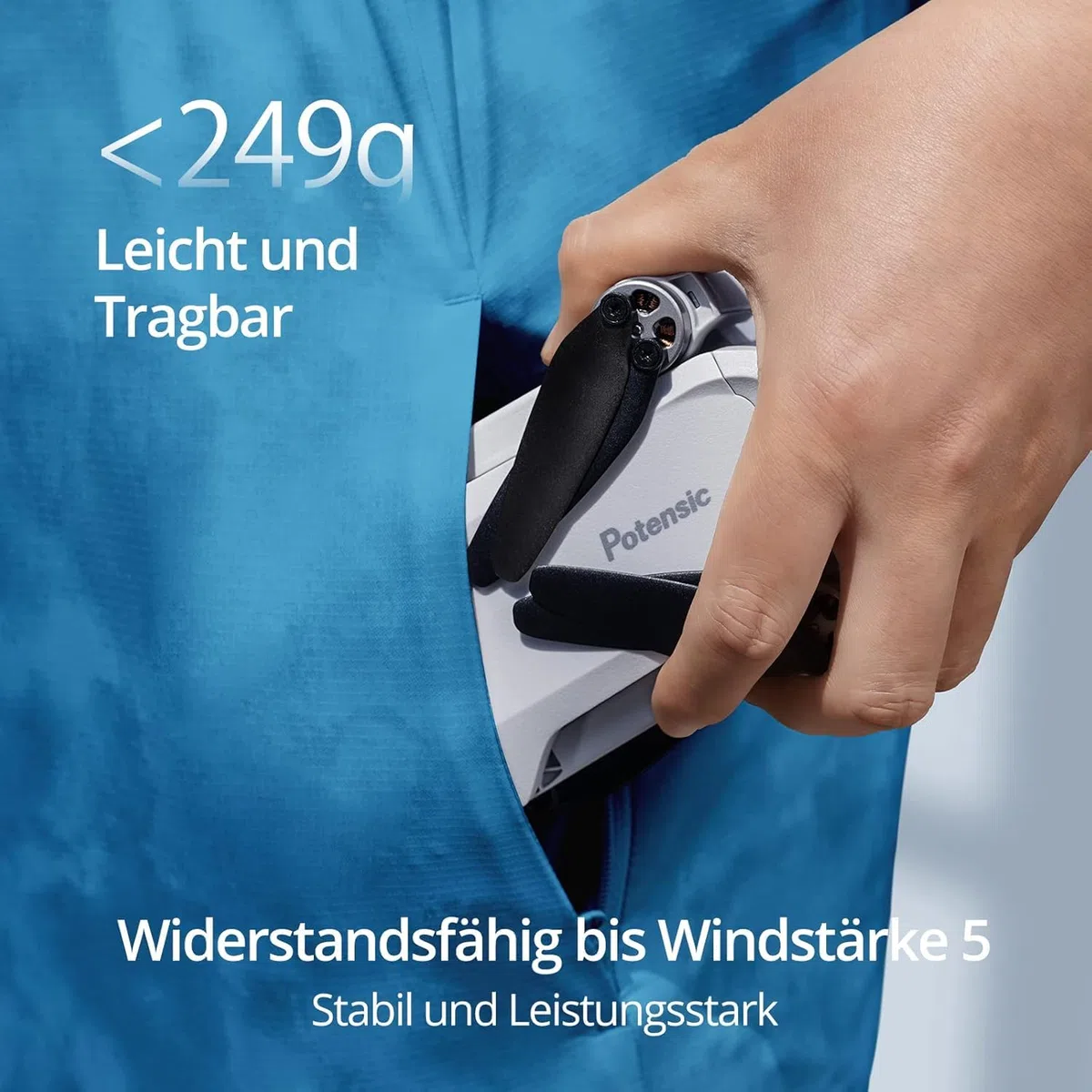 Potensic ATOM SE GPS Drohne mit 4K EIS Kamera, 2 Akkus 62 Min. Flugzeit, unter 249g, C0, 4KM FPV Übertragung, Bürstenloser Motor, Max.16m/s, Follow-Me/autom. Rückkehr, für Anfänger Erwachsene