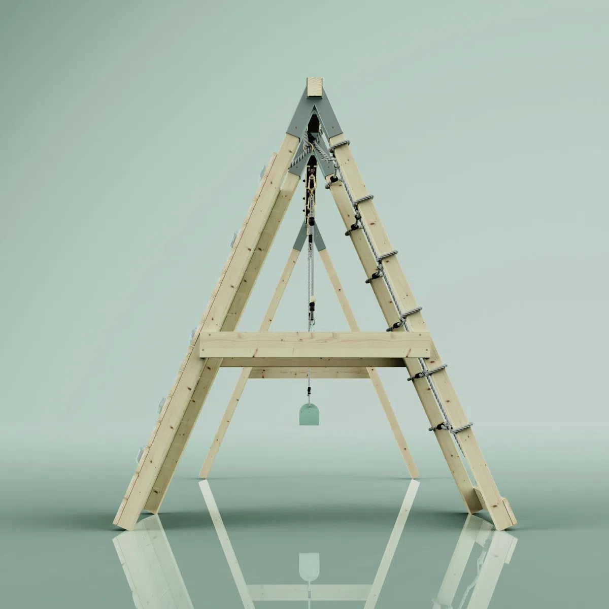 PolarPlay Klettergerüst Waschbär aus Holz in Grün