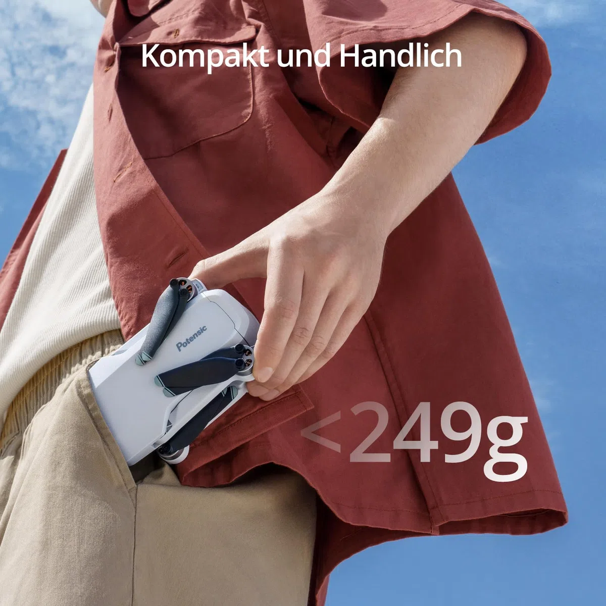 Potensic ATOM 4K GPS Drohne mit 3-Achsen-Gimbal, 96 Min. Lange Flugzeit, 6KM FPV Übertragung, Visuelles Folgen/QuickShots/RTH, unter 249g, Windstärke 5, 12MP Fotos Kameradrohne für Anfänger Erwachsene