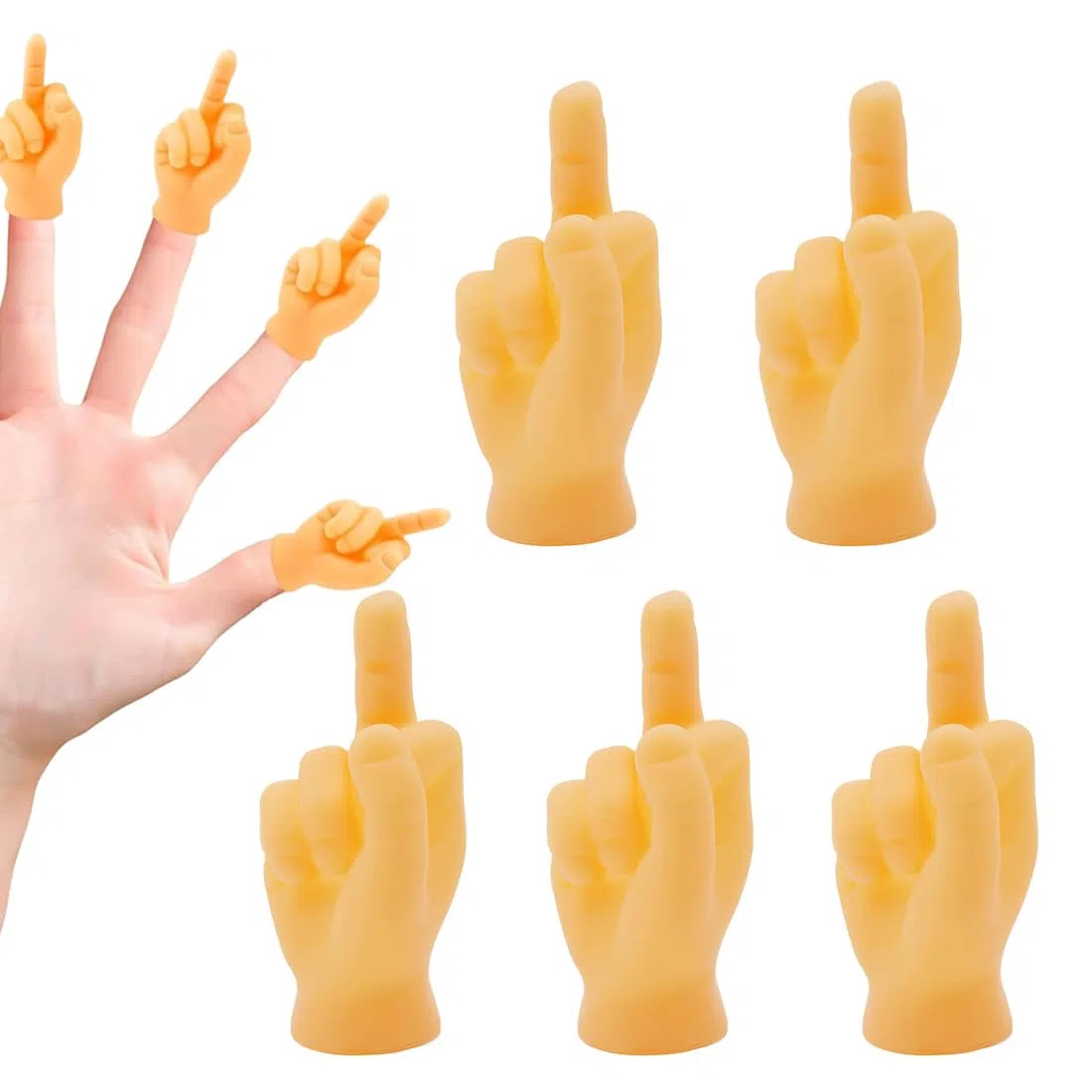 5 Stück Stinkefinger Geschenk, Mini Hände, Tiny Hands, Kleine Hände, Stinkefinger, Mini Mittelfinger 10 Gummihand Fingerpuppen, Kreative Gesten Für Haustiere, Partys Und Soziale Medien